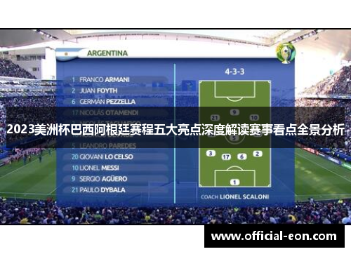 2023美洲杯巴西阿根廷赛程五大亮点深度解读赛事看点全景分析